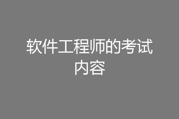 软件工程师的考试内容