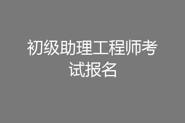 初级助理工程师考试报名