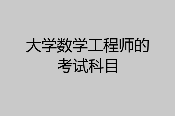 大学数学工程师的考试科目