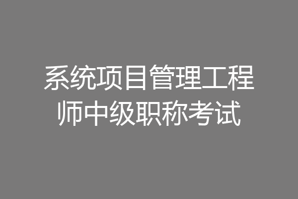 系统项目管理工程师中级职称考试