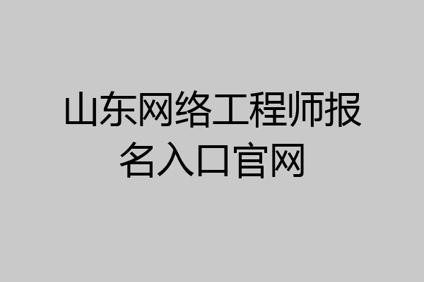 山东网络工程师报名入口官网