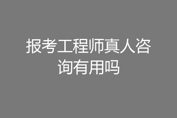 报考工程师真人咨询有用吗