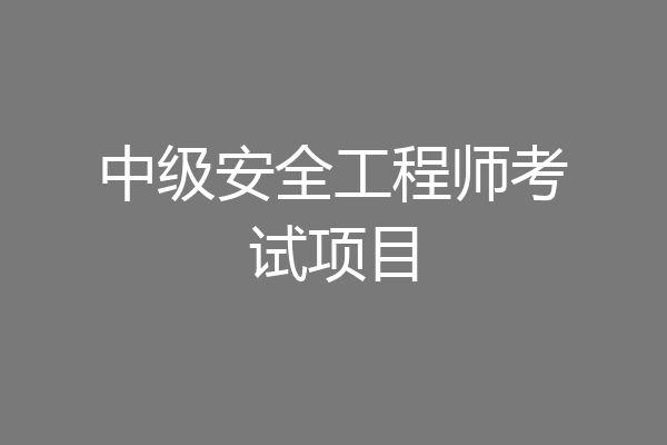 中级安全工程师考试项目