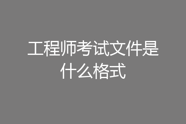 工程师考试文件是什么格式