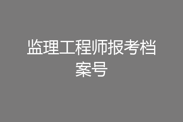 监理工程师报考档案号
