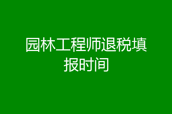 园林工程师退税填报时间