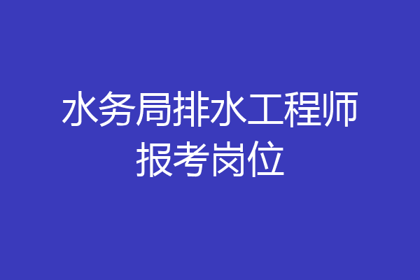 水务局排水工程师报考岗位
