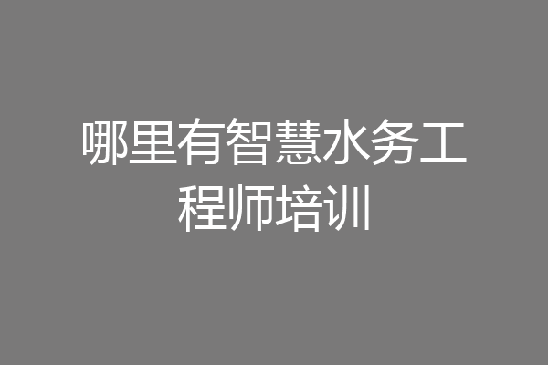 哪里有智慧水务工程师培训