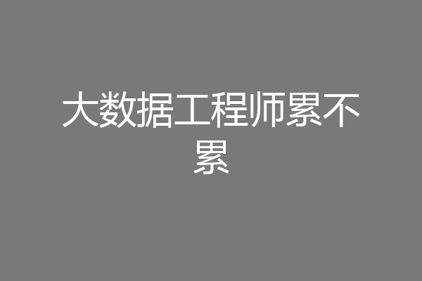 大数据工程师累不累
