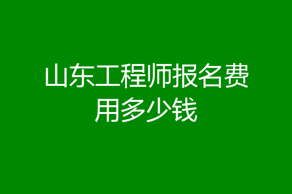 山东工程师报名费用多少钱