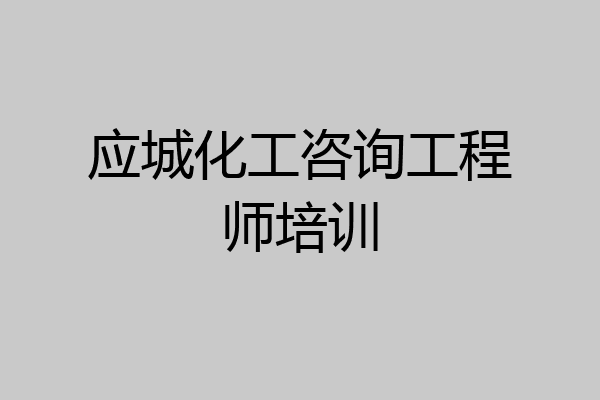 应城化工咨询工程师培训