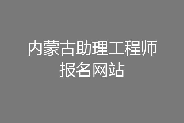 内蒙古助理工程师报名网站