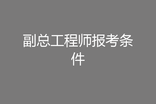 副总工程师报考条件