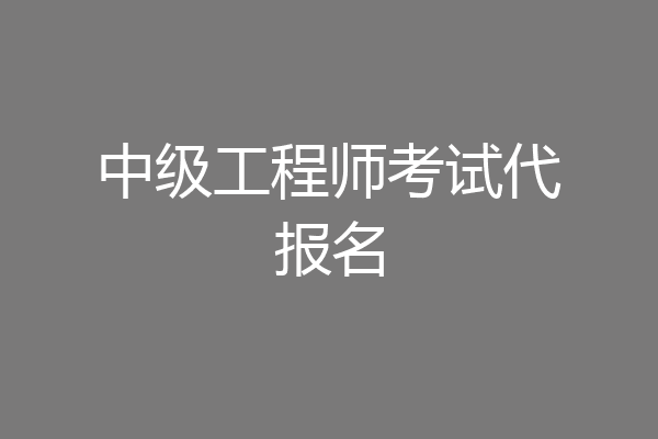中级工程师考试代报名