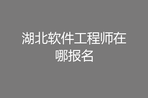 湖北软件工程师在哪报名
