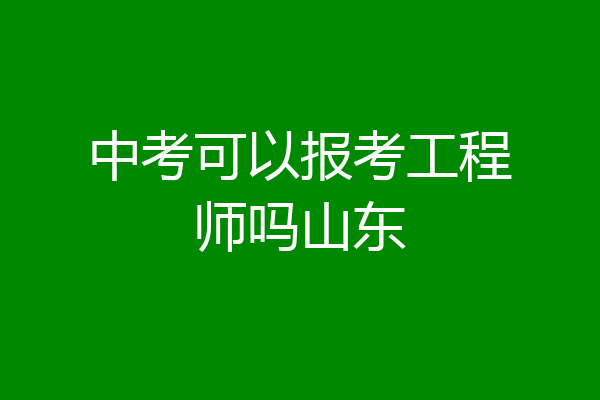 中考可以报考工程师吗山东