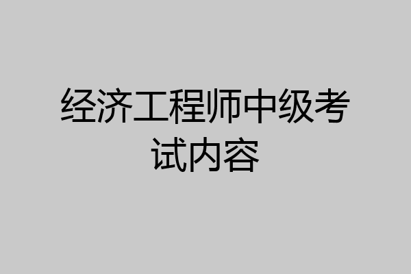 经济工程师中级考试内容