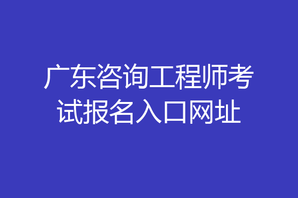 广东咨询工程师考试报名入口网址