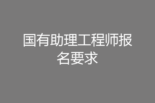 国有助理工程师报名要求