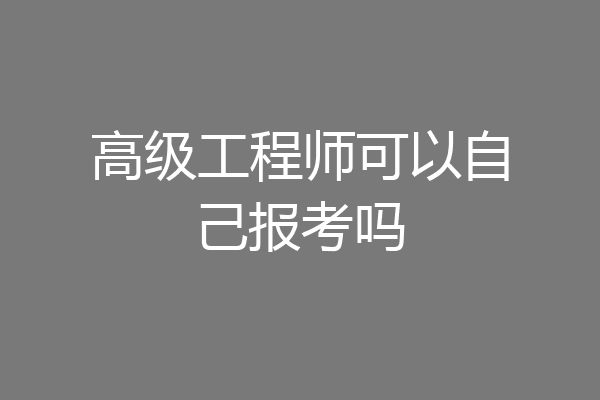 高级工程师可以自己报考吗