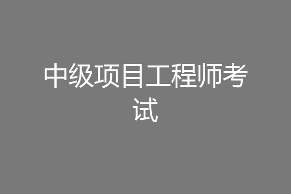 中级项目工程师考试