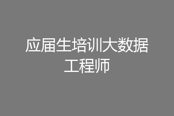 应届生培训大数据工程师