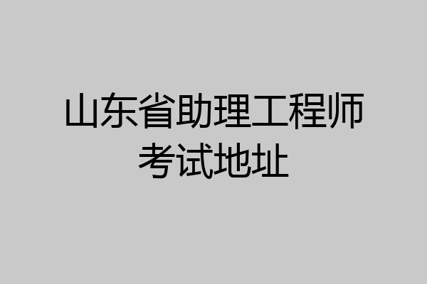 山东省助理工程师考试地址