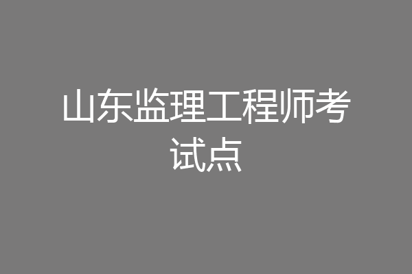 山东监理工程师考试点