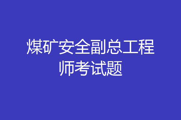 煤矿安全副总工程师考试题
