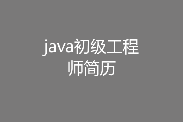 java初级工程师简历