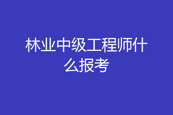 林业中级工程师什么报考