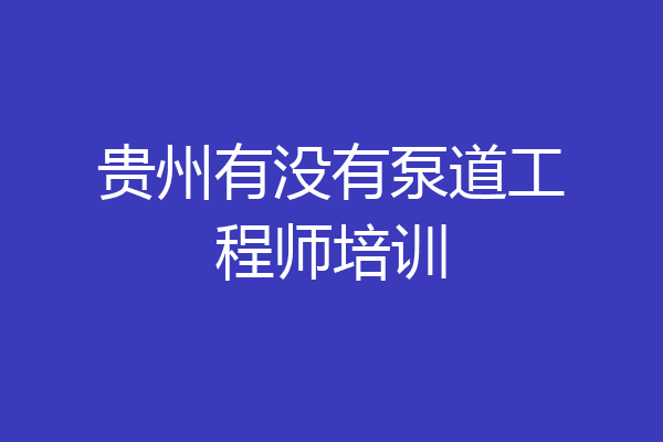 贵州有没有泵道工程师培训