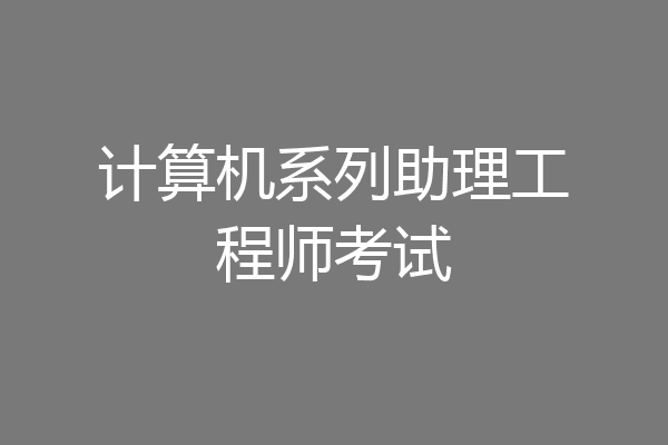 计算机系列助理工程师考试