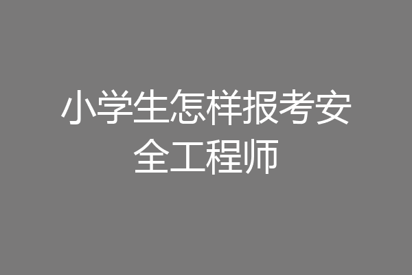 小学生怎样报考安全工程师