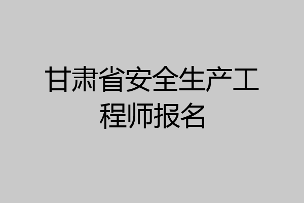 甘肃省安全生产工程师报名