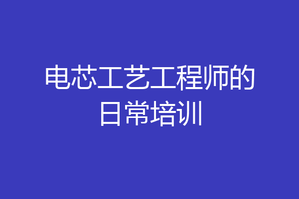 电芯工艺工程师的日常培训