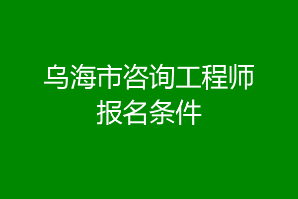 乌海市咨询工程师报名条件