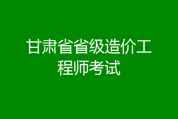 甘肃省省级造价工程师考试