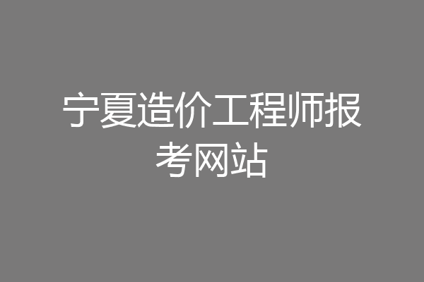 宁夏造价工程师报考网站