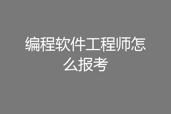 编程软件工程师怎么报考