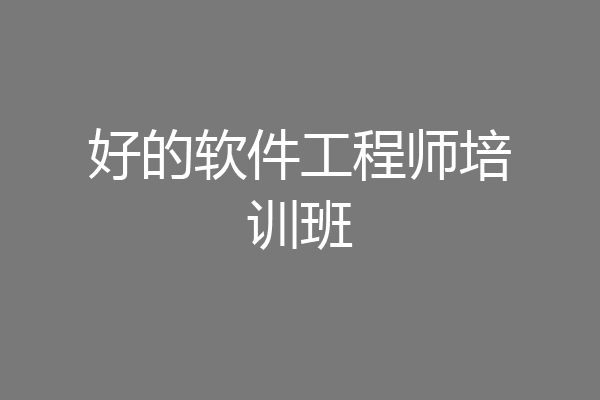 好的软件工程师培训班