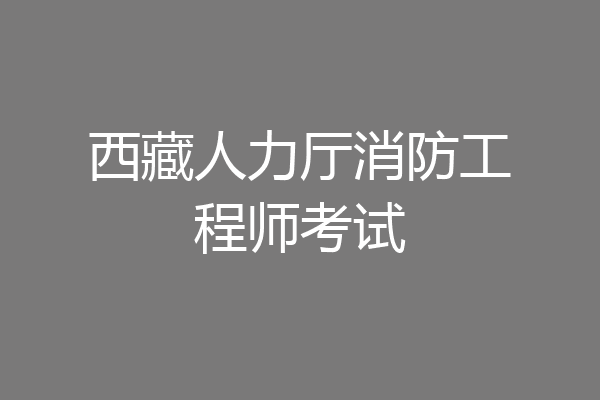 西藏人力厅消防工程师考试