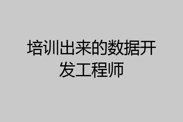 培训出来的数据开发工程师