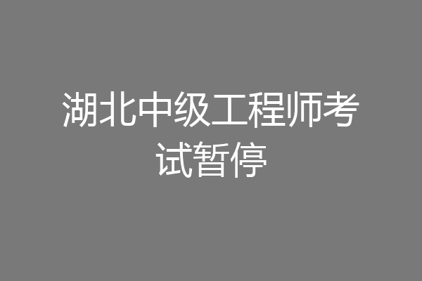 湖北中级工程师考试暂停