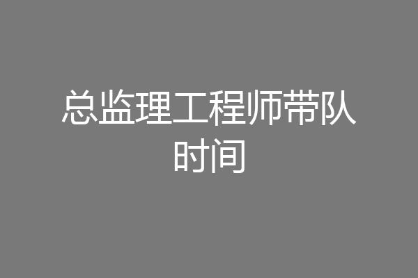 总监理工程师带队时间
