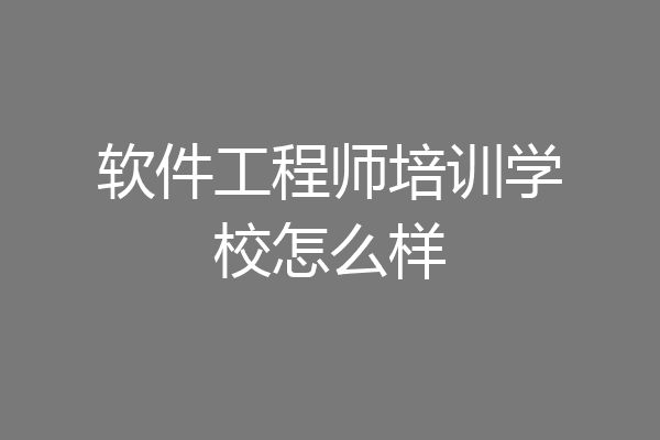 软件工程师培训学校怎么样