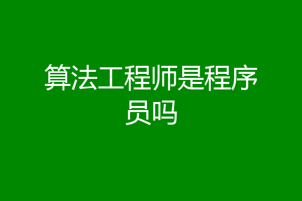 算法工程师是程序员吗