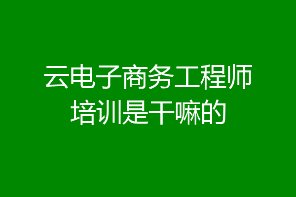 云电子商务工程师培训是干嘛的