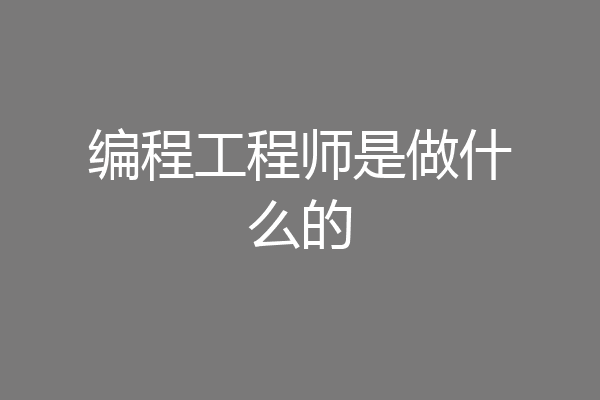 编程工程师是做什么的