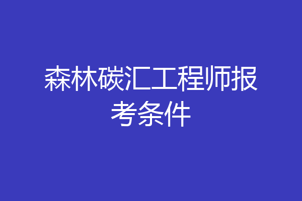森林碳汇工程师报考条件